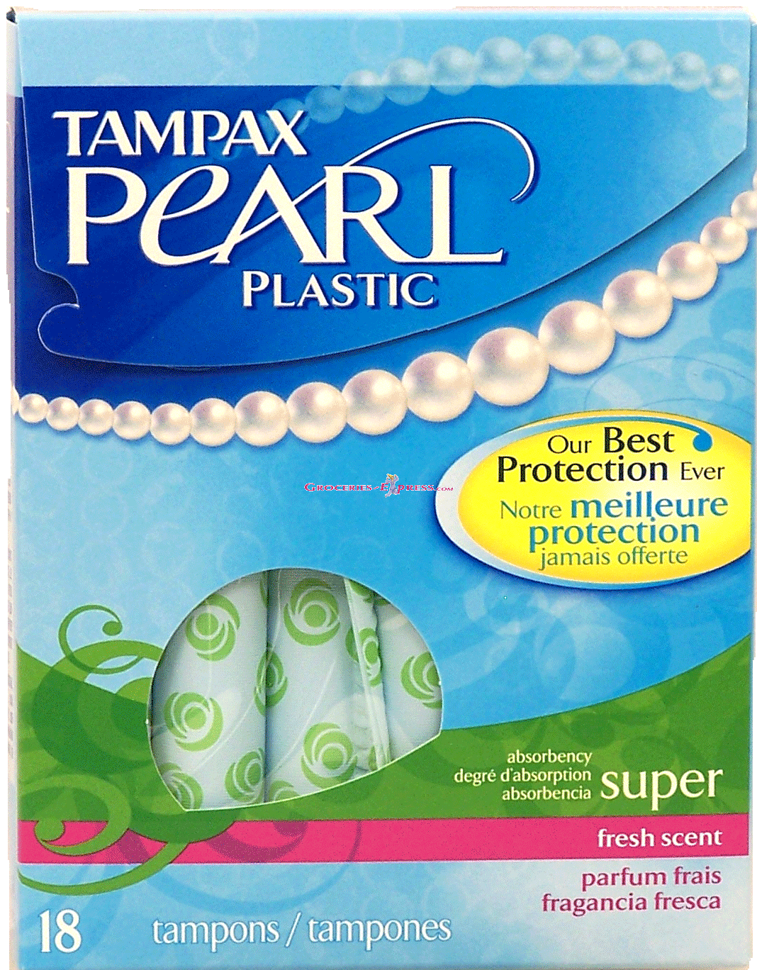 Tampax&nbsp;Pearl&nbsp;super absorbency fresh scent plastic tampons Full-Size Picture